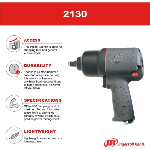  [아마존베스트]Ingersoll-Rand 2130 1/2-Inch Heavy-Duty Air Impact Wrench, 2130 - Standard Anvil