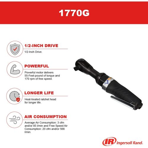  [아마존베스트]Ingersoll Rand 1770G 1/2 Edge Series Air Ratchet,Black