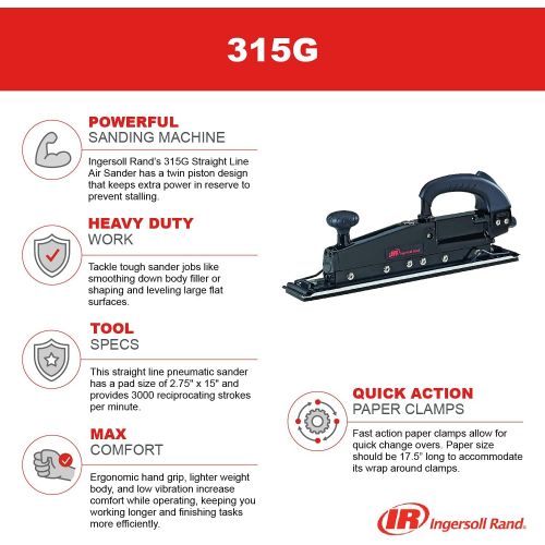  [아마존베스트]Ingersoll Rand 315G Edge Series Straight Line Air Sander, Black