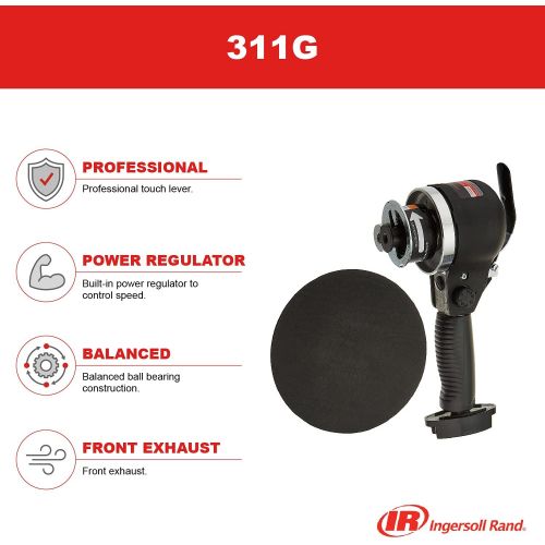  Ingersoll Rand 311G 6-Inch Edge Series Dual Action Air Sander, Black