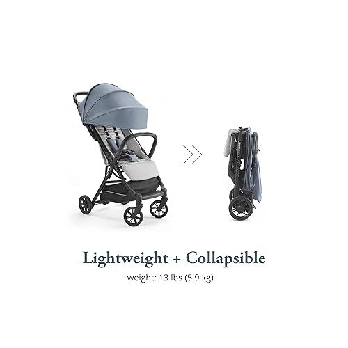  Inglesina Quid Stroller, Stormy Gray - Compact, Airplane Travel Stroller for Babies & Toddlers 3 Months to 50 lbs - Lightweight - Easy to Open - BPA Free