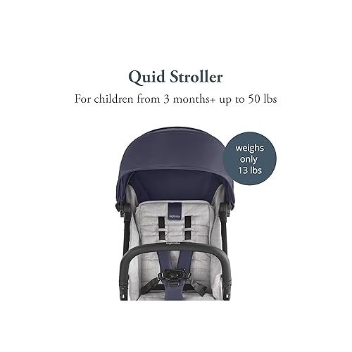  Inglesina Quid Stroller, College Navy - Compact, Airplane Travel Stroller for Babies & Toddlers 3 Months to 50 lbs - Lightweight - Easy to Open - BPA Free