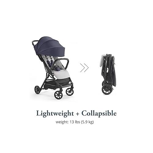  Inglesina Quid Stroller, College Navy - Compact, Airplane Travel Stroller for Babies & Toddlers 3 Months to 50 lbs - Lightweight - Easy to Open - BPA Free