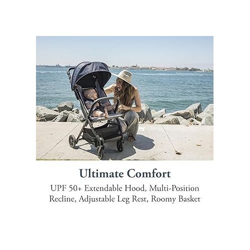  Inglesina Quid Stroller, College Navy - Compact, Airplane Travel Stroller for Babies & Toddlers 3 Months to 50 lbs - Lightweight - Easy to Open - BPA Free