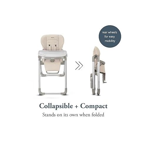  Inglesina My time Highchair, Butter - High Chair for Babies & Toddlers 0-36 Months - Collapsible, Compact Design - Tool-Free Assembly - BPA Free