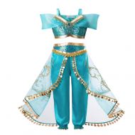 Ingsist Girls Princess Jasmine Dress Up Costumes Halloween Party Fancy Dress