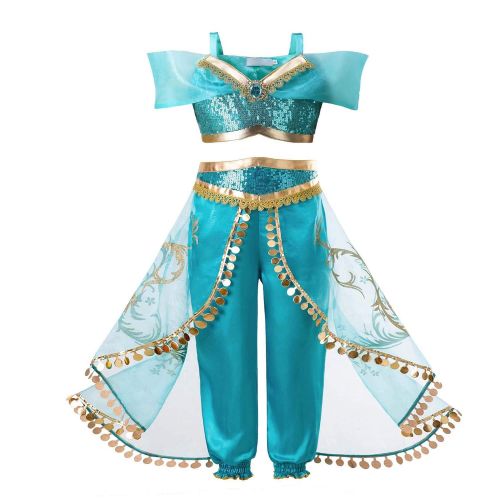  Ingsist Girls Princess Jasmine Dress Up Costumes Halloween Party Fancy Dress