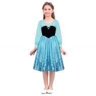 Inhzoy inhzoy Kids Girls Fancy Mermaid Halloween Carnival Cosplay Costume Long Sleeve Black Bodice Princess Tutu Dress