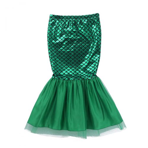  Inhzoy inhzoy Kids Girls Sequins Fish Scale Pattern Little Mermaid Tail Halloween Role Play Costume Skirts