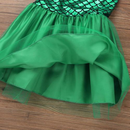  Inhzoy inhzoy Kids Girls Sequins Fish Scale Pattern Little Mermaid Tail Halloween Role Play Costume Skirts