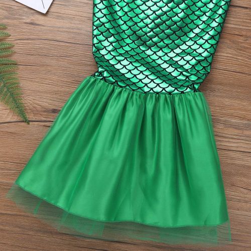  Inhzoy inhzoy Kids Girls Sequins Fish Scale Pattern Little Mermaid Tail Halloween Role Play Costume Skirts