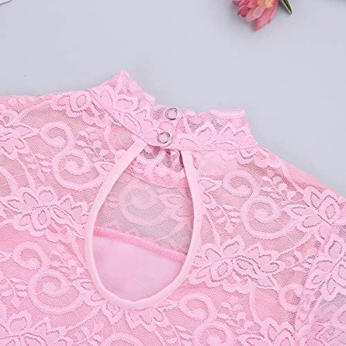  inhzoy Big Girls Kids Floral Lace Long Sleeve Mock Neck Ice Figure Skating Dress Gymnastic Tutu Skirted Leotard Costume