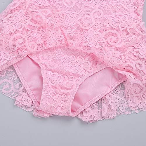  inhzoy Big Girls Kids Floral Lace Long Sleeve Mock Neck Ice Figure Skating Dress Gymnastic Tutu Skirted Leotard Costume