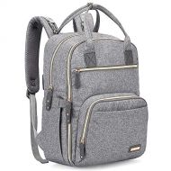 [아마존베스트]Iniuniu Diaper Bag Backpack, iniuniu Large Unisex Baby Bags Multifunction Travel Back Pack for Mom and Dad with Changing Pad and Stroller Straps, Gray