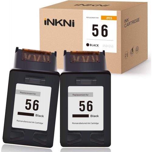  INKNI Remanufactured Ink Cartridge Replacement for HP 56 C6656AN High Yield for Photosmart 7760 7960 7660 OfficeJet 4255 4215 PSC 2410 1210 1350 1315 DeskJet 5650 (Black, 2-Pack)