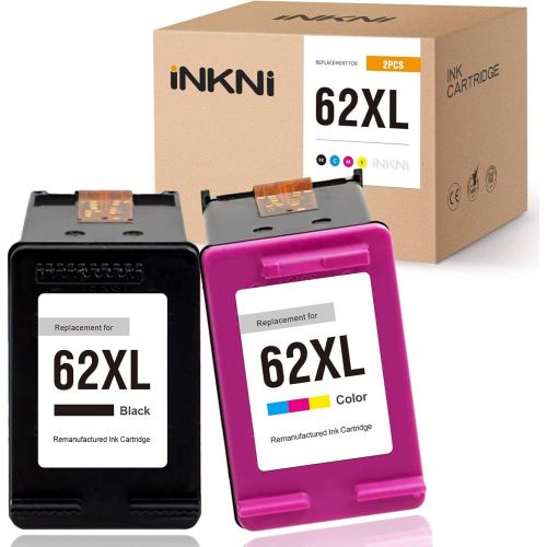  INKNI Remanufactured Ink Cartridge Replacement for HP 62XL 62 XL C2P05AN C2P07AN for OfficeJet 200 250 Envy 5660 7640 7645 5740 5540 5642 5643 5746 5745 5640 5642 8000 Printer (Bla