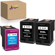 InkSpirit Remanufactured 65 Black Color Ink Cartridge Replacement for HP 65XL Used in Envy 5055 5052 5012 5010 5020 5030 DeskJet 2600 2622 2652 3722 3755 2635 2636 2655 AMP 120 100