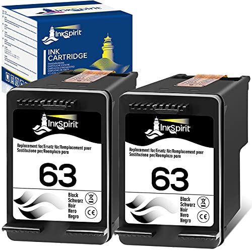  InkSpirit Remanufactured Ink Cartridge Replacement for HP 63 Black HP63 for OfficeJet 3830 5255 4650 5258 5200 4655 4652 5212 Envy 4520 4512 DeskJet 1112 3630 2130 3632 Printer (2-