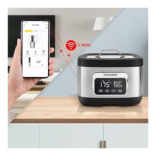  Inkbird 700W 3 in 1Wifi Sous Vide Water Oven with Rack Divider and 14 Preset Recipes, 3D Electromagnetic Water Circulation Rapid Heating,Wifi Control & Timer, 8L Capacity,Wif|Gift Idea (ISV-500W)