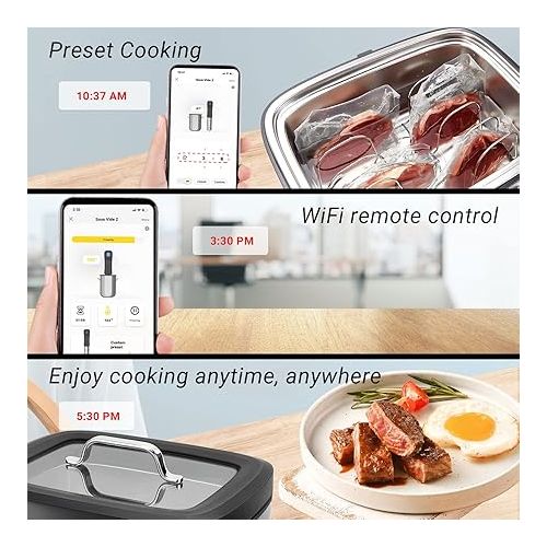  Inkbird 700W 3 in 1Wifi Sous Vide Water Oven with Rack Divider and 14 Preset Recipes, 3D Electromagnetic Water Circulation Rapid Heating,Wifi Control & Timer, 8L Capacity,Wif|Gift Idea (ISV-500W)