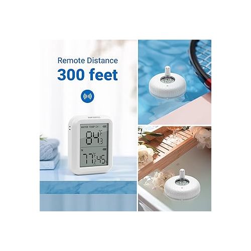  INKBIRD IBS-P01R 2 Wireless Pool Thermometers with Wireless Receiver Set Floating Easy Read, Remote Pool Thermometer for Swimming Pool, Bath Water, and Hot Tubs 2nd Updated Generation