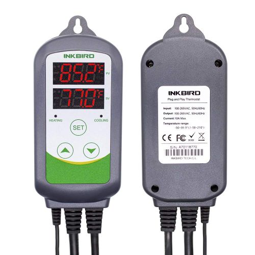  [아마존 핫딜]  [아마존핫딜]Inkbird ITC-308 Digital Temperature Controller 2-Stage Outlet Thermostat Heating and Cooling Mode Carboy Homebrew Fermenter Greenhouse Terrarium 110V 10A 1200W