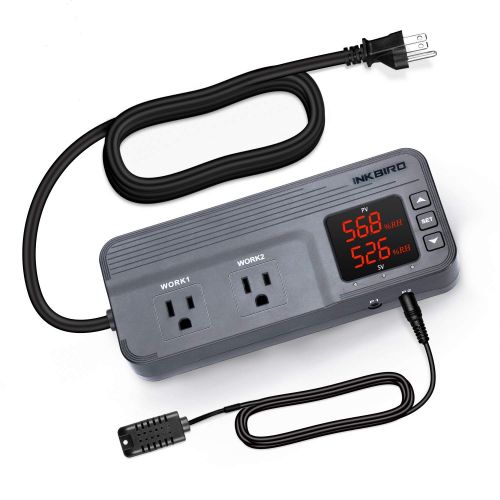  [아마존 핫딜] Inkbird Humidity Controller ITC-608T Pre-Wired AC Dual Stage Outlet 1800W ETL Listed with Humidity Sensor