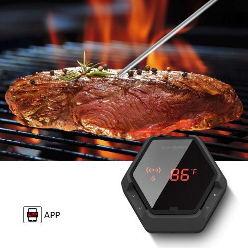  [아마존 핫딜] Inkbird IBT-6XS Bluetooth Wireless Grill Thermometer for Smokers，6 Probes Digital Oven BBQ Thermometer, Rechargeable Battery, Timer, Alarm for Kitchen, Food, 150ft Meat Thermometer