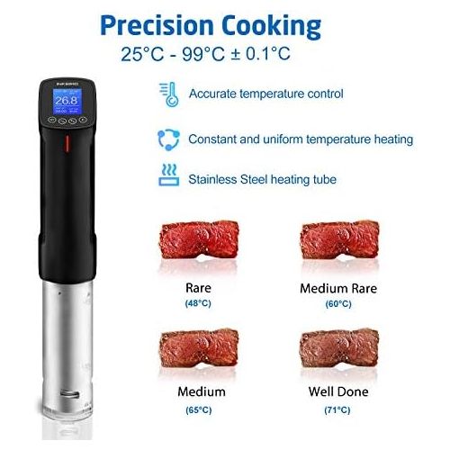  Inkbird Wlan Sous Vide Garer ISV-100W, Sous Vide Stick Eintauchthermostat mit Wi-Fi-Steuerung, Praziser Temperatureinstellung (25 ° C bis 99 ° C) und Timer fuer perfektes Garen