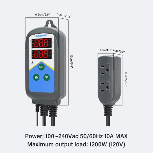  [아마존베스트]Inkbird Smart Temperature Controller ITC-306T WiFi Heat Lamp Thermostat Reptile Temperature Controlled Outlet for Heat Mat Fermentation,1200W,10A