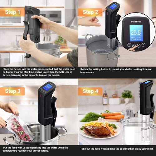  [아마존베스트]Inkbird WiFi Sous Vide Cooker ISV-100W, Sous Vide Stick Immersion Thermostat with Wi-Fi Control, Precise Temperature Setting (25°C to 99°C) and Timer for Perfect Cooking