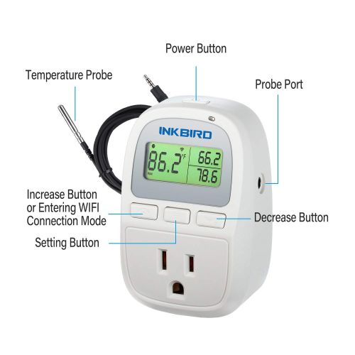  Inkbird HeaterCooler Thermostat C929 Smart Digital WIFI Temperature Controller 120VAC 1200W Heating Cooling