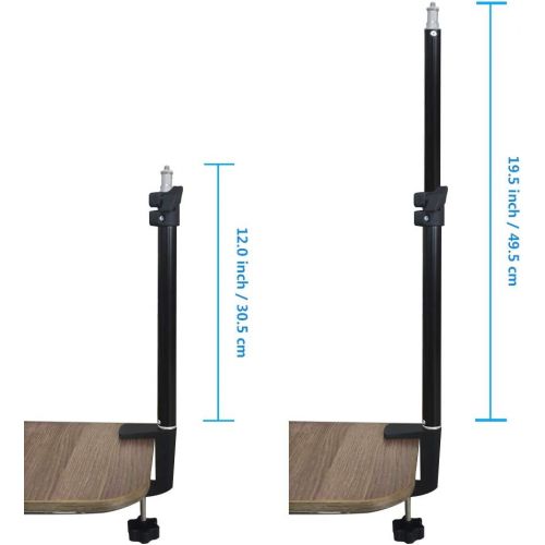  Inkeltech Desk Mounting Stand - 12.0-19.5 inch Adjustable Tabletop Aluminum Light Stand with 1/4 Screw Tip for Ring Light, Video Light, DSLR, Action Camera