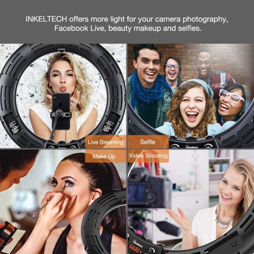  [아마존베스트]Inkeltech Ring Light - 18 inch 3000K-6000K Dimmable Bi-Color Light Ring, 60W LED Ring Light with Stand, Lighting Kit for Vlog, Selfie, Makeup, YouTube, Camera, Phone - LCD Screen &