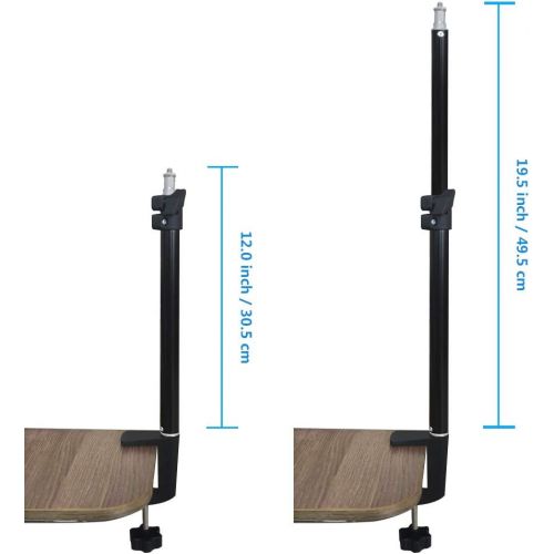  [아마존베스트]Inkeltech Desk Mounting Stand - 12.0-19.5 inch Adjustable Tabletop Aluminum Light Stand with 1/4 Screw Tip for Ring Light, Video Light, DSLR, Action Camera