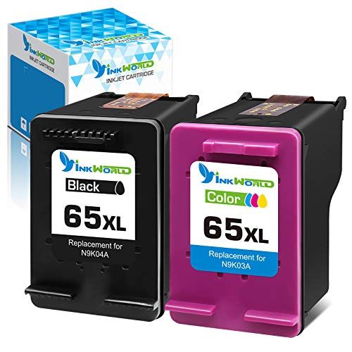  InkWorld Remanufactured 65XL Ink Cartridge Replacement for HP 65 ( Combo Pack ) for Envy 5052 5055 5012 5010 5020 5030 DeskJet 2600 2622 2652 3722 3755 3752 2635 2636 AMP 120 100 P