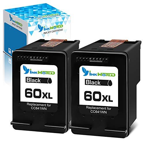  InkWorld Remanufactured 60XL Ink Cartridge Replacement for HP 60 Twin Black for PhotoSmart C4700 C4795 C4600 D110a Envy 120 100 114 DeskJet F4235 F4580 F4400 F2430 F4440 F2480 Prin