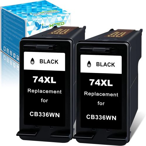  InkWorld Remanufactured 74XL Ink Cartridges Replacement for HP 74 ( 2 Black ) Used for OfficeJet J5780 PhotoSmart C4280 C5280 C4480 C4250 C5550 C4400 C4580 C4200 DeskJet D4360 D426