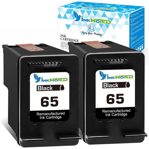  InkWorld Remanufactured Ink Cartridge Replacement for 65 ( 2 Black ) for HP Envy 5052 5055 5012 5010 5020 5030 Deskjet 2600 2624 2652 2655 2680 3722 3755 3752 2640 2636 Amp 120 100