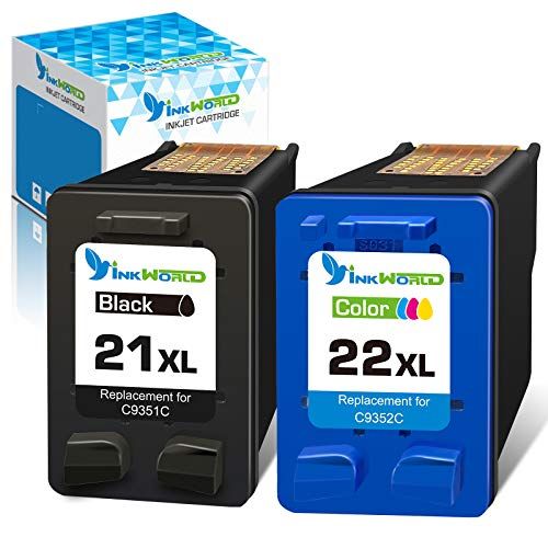  Inkworld Remanufactured 21XL 22XL Ink Cartridge Replacement Used for HP 21 22 Combo Pack Used for OfficeJet 5610 4315 J3680 DeskJet F2210 F4180 F380 F300 F4140 F340 D1455 3940 F335