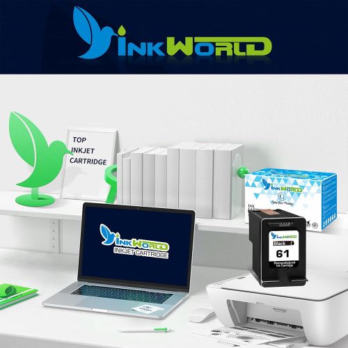  InkWorld Remanufactured Ink Cartridge Replacement for 61 (1 Black) Use for HP DeskJet 2512 1512 2541 2542 2540 2544 3000 3052a 1056 1055 3051a 2548 Envy 4500 4501 4502 4504 5530 Of