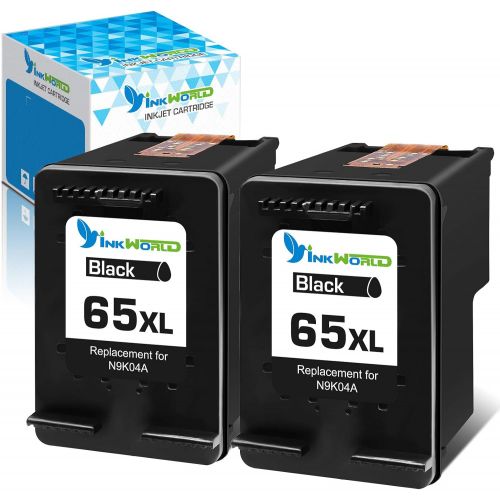  InkWorld Remanufactured 65XL Ink Cartridge Replacement for HP 65 Twin Black for Envy 5052 5055 5012 5010 5020 5030 5014 DeskJet 2600 2655 3755 2622 3752 2652 2624 3720 AMP 120 100