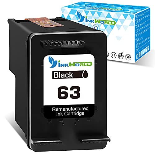  InkWorld Remanufactured Ink Cartridge Replacement for 63 (1 Black) Use for HP OfficeJet 3830 5252 4650 5258 4655 4652 Envy 4520 4512 4513 4516 DeskJet 3636 3630 1111 1112 3637 3632