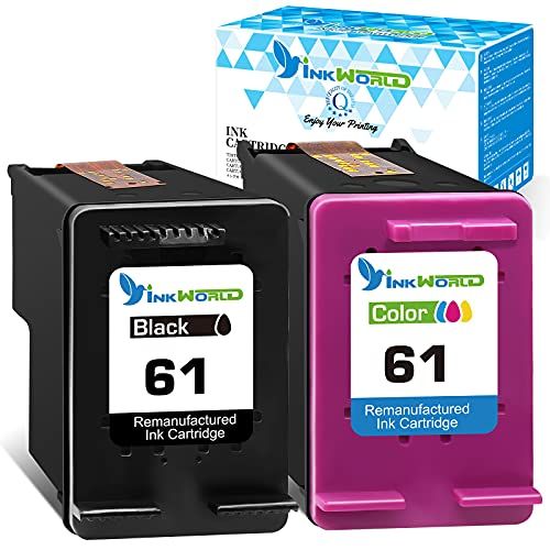  InkWorld Remanufactured Ink Cartridge Replacement for 61 (1 Black & 1 Color) for HP DeskJet 2512 1512 2541 2540 2544 3000 3052a 1056 1055 3051a 2548 Envy 4500 4502 4504 5530 Office