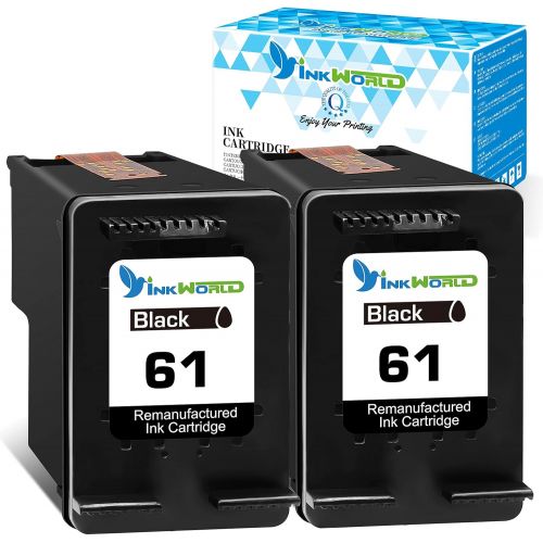  InkWorld Remanufactured Ink Cartridge Replacement for 61 (2 Black) Use for HP DeskJet 2512 1512 2541 2542 2540 2544 3000 3052a 1056 1055 3051a 2548 Envy 4500 4501 4502 4504 5530 Of