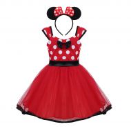 Inlzdz inlzdz Toddler Little Girls Classic Polka Dots Princess Mouse Fancy Dress Festival Cosplay Costume with 3D Ear