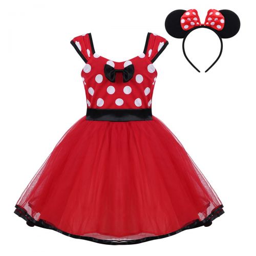  Inlzdz inlzdz Toddler Little Girls Classic Polka Dots Princess Mouse Fancy Dress Festival Cosplay Costume with 3D Ear