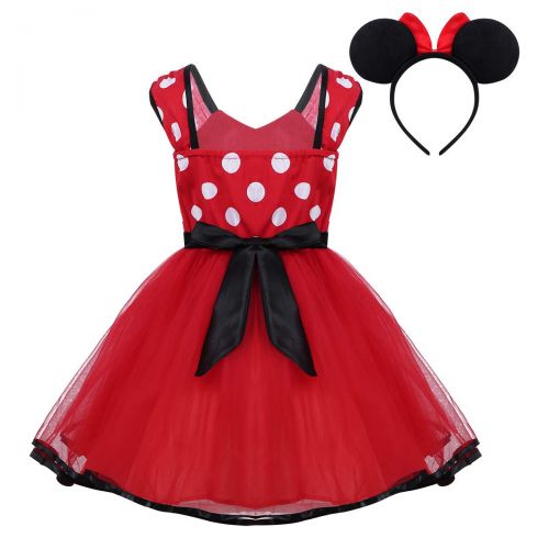  Inlzdz inlzdz Toddler Little Girls Classic Polka Dots Princess Mouse Fancy Dress Festival Cosplay Costume with 3D Ear