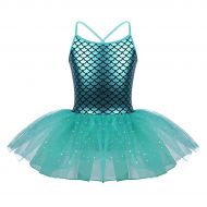 Inlzdz inlzdz Kids Baby Girls Mermaid Costume Fish Scale Camisole Sequins Tutu Skirts Princess Gymnastics Ballet Activewear