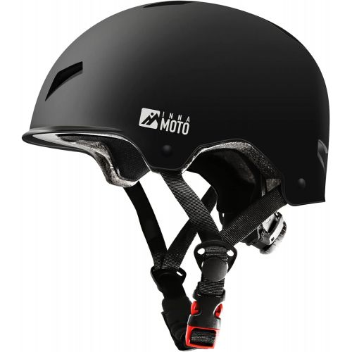  INNAMOTO Certified Bike Helmet - 2 Thickness Removable Liners Ventilation Multi-Sport Skateboard Helmet for Scooter Roller Skate Inline Skating Rollerblading for Kids, Youth & Adul
